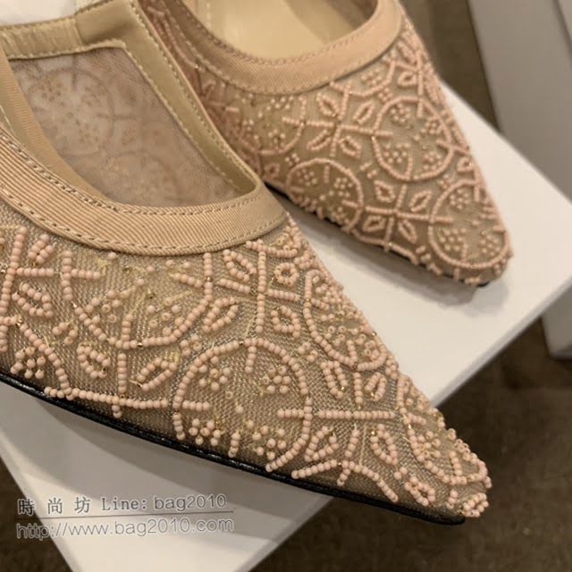 DIOR女鞋 迪奧2021專櫃新款J’ADIOR尖頭涼鞋 Dior網紗燙鑽路跟涼鞋  naq1529